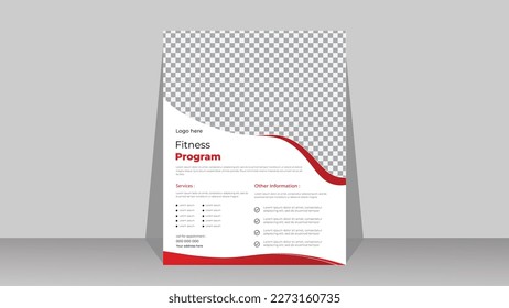 A4 gym flyer design and modern abstract vector template and creative brochure cover poster for client service .