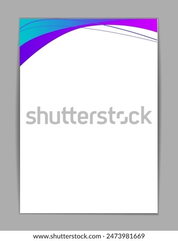 A4 invoice template, minimalist design. border gradient blue and purple pattern at the top and bottom, adding an elegant touch. rest space is white, allowing for easy customization of invoice details