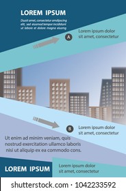 A4 layout with city image and blue background