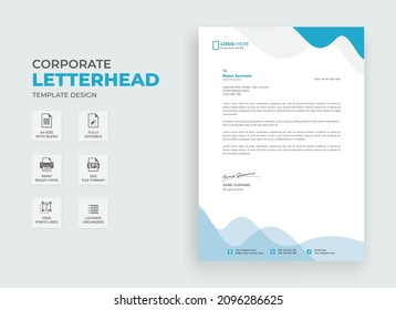 A4 Letterhead Design Vector Template. Corporate Business Letterhead Design Template. Print Ready Letterhead.