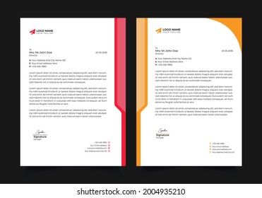 A4 Letterhead template design Vector illustration. design template with red and Yellow colour
