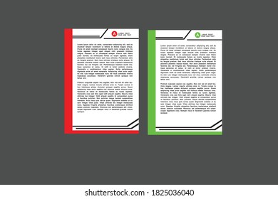 a4 plantilla de membrete con dos colores: rojo y verde