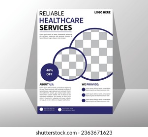 A4 medical and health flayer template. Corporate flayer, modern healthcare flayer template.