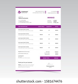 A4 Minimal Invoice Template Design