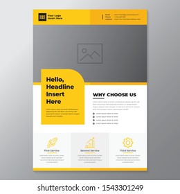 A4 minimalist modern elegant business template flayer vol 35 with orange, white and grey color cmyk ready to print in vector editable layer