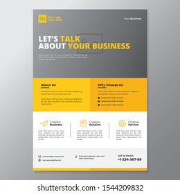 A4 minimalist modern elegant business template flayer vol 39 with orange, white and grey color cmyk ready to print in vector editable layer