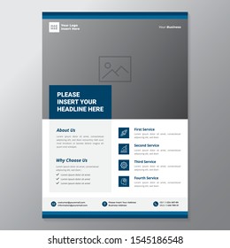 A4 minimalist modern elegant business template flayer vol 42 with blue, white and grey color cmyk ready to print in vector editable layer