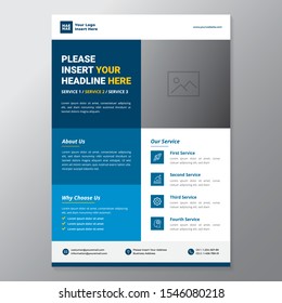 A4 minimalist modern elegant business template flayer vol 46 with blue, white and grey color cmyk ready to print in vector editable layer