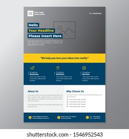A4 minimalist modern elegant business template flayer vol 50 with blue, white and grey color cmyk ready to print in vector editable layer