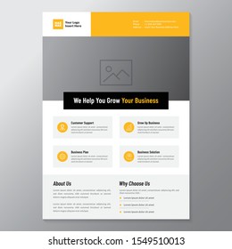 A4 minimalist modern elegant business template flayer vol 58 with orange, white and grey color cmyk ready to print in vector editable layer