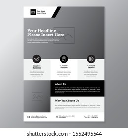 A4 minimalist modern elegant business template flayer vol 70 with black, white and grey color cmyk ready to print in vector editable layer