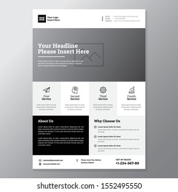 A4 minimalist modern elegant business template flayer vol 67 with black, white and grey color cmyk ready to print in vector editable layer