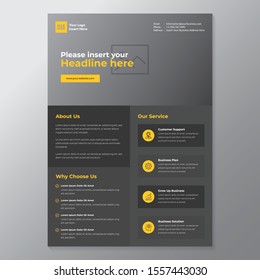 A4 minimalist modern elegant business template flayer vol 83 with grey, orange, and white color cmyk ready to print in vector editable layer