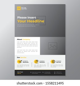 A4 minimalist modern elegant business template with grey, black, white, and orange color cmyk ready to print in vector editable layer