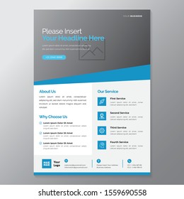 A4 minimalist modern elegant business template flayer vol 94 with blue and white color cmyk ready to print in vector editable layer
