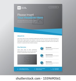 A4 minimalist modern elegant business template flayer vol 91 with blue and white color cmyk ready to print in vector editable layer