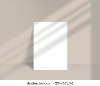 A4 mockup. Blank white paper sheet with natural blind shadow overlay effect. Editable mock up template for presentation brochure, flyer, magazine, poster e.t.c