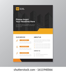 A4 modern elegant business template flayer poster pamphlet brochure with space for photo background in orange, yellow, grey and white color cmyk ready to print vector editable layer