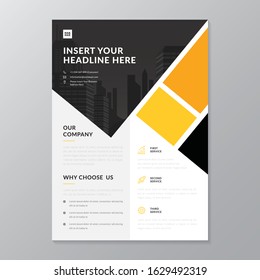 A4 modern elegant business template flayer poster pamphlet brochure with space for photo background in orange, black, grey and white color cmyk ready to print vector editable layer