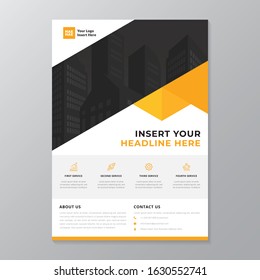 A4 modern elegant business template flayer poster pamphlet brochure with space for photo background in orange, black, grey and white color cmyk ready to print vector editable layer