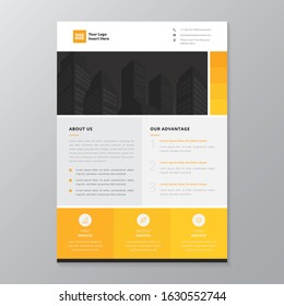 A4 modern elegant business template flayer poster pamphlet brochure with space for photo background in orange, black, grey and white color cmyk ready to print vector editable layer