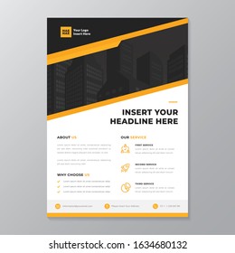 A4 modern elegant business template flayer poster pamphlet brochure with space for photo background in orange, black, grey and white color cmyk ready to print vector editable layer
