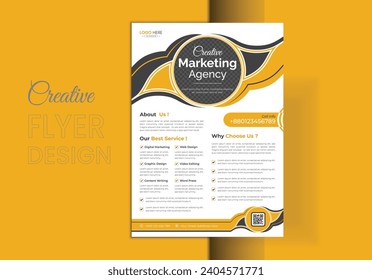 A4 multipurpose flyer format with a colorful business pitch and artistic design Editable vector illustration template for an IT company's abstract modern vector plaster tunnel layout