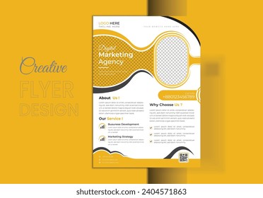 A4 multipurpose flyer format with a colorful business pitch and artistic design Editable vector illustration template for an IT company's abstract modern vector plaster tunnel layout