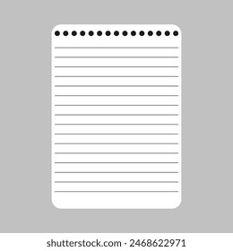 A4 notepad line paper. notepad blank paper sheet. notepad or notebook sheet set. notebook blank template