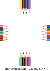 A4 page format with school crayons placed around and with blank text space in the center