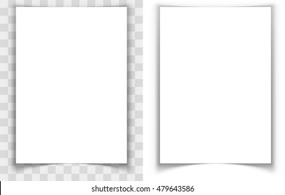 A4 paper page curled edges shadow effect vector template. Eps10 vector file with transparency.