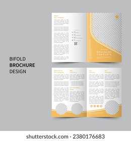 a4 paper size ratio - bifold brochure yellow modern design template - editable eps file