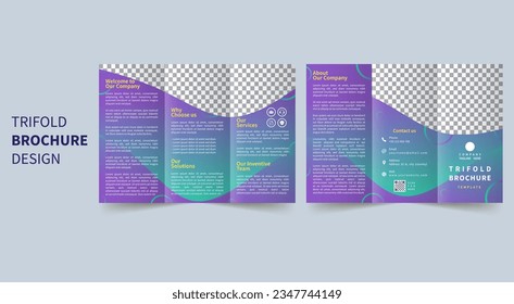 a4 paper size ratio - trifold brochure modern gradient design template - editable eps file