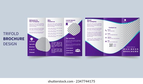 a4 paper size ratio - trifold brochure violet design template - editable eps file