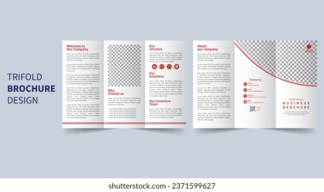 a4 paper size ratio - trifold brochure white abd red design template - editable eps file