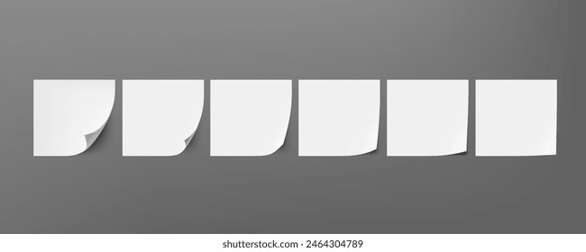 A4 Papers With Different Curled Corner On Gray Background. EPS10 Vector