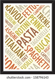 a4 pasta background on a black frame