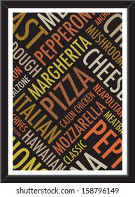 a4 pizza background on a black frame