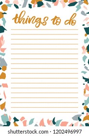 A4 planner with hand lettering and terrazzo elements. Perfect design for greeting cards, notebooks, posters, stationery.