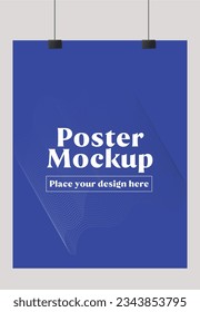 A4 Poster mockup vector file hanging poster mockup