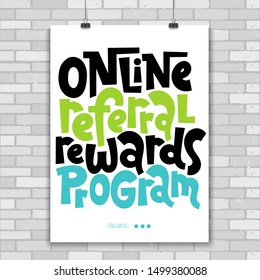 A4 poster vector template with quote about referral program, viral, influencer marketing for presentation, advertising. Business referral offer stylized typography.