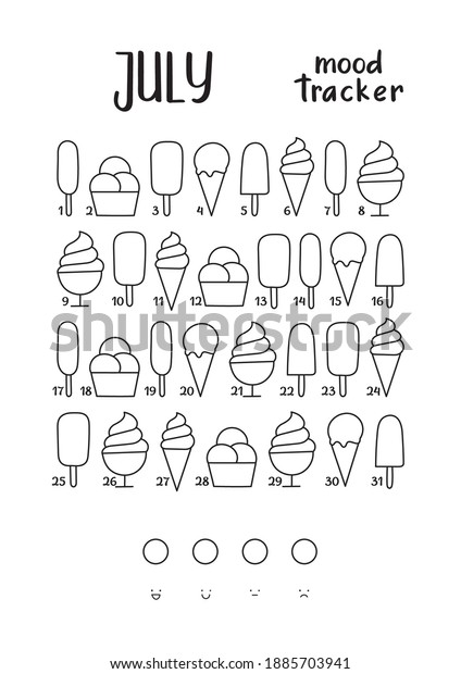 A4 Print Mood Tracker July Different Stock Vector (Royalty Free ...