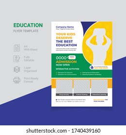 A4 Plantilla de cobertura de la educación escolar para un diseño de informes y folletos, volante, folletos de decoración para la impresión y presentación de ilustraciones vectoriales Plantilla.
