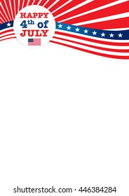A4 sheet template for 4th of July, the Independence day in USA