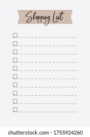 Un simple planificador de "lista de compras" sin fecha. Organización del tiempo, rutina diaria, para la escuela, oficina, hogar. Plantilla de planificador sobre fondo aislado. Ilustración vectorial de material.