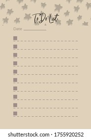 A4 Simple "to do list" planner with no date. Organization of time, daily routine, for school, office, home. Planner template on isolated background. Stock vector illustration.