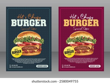 A4 Size 2 Burger Food Poster or Flyer For Restaurant and Marketing Purposes, Food Poster, Food Flyer, Food Banner, Restaurant Poster, Restaurant Flyer, Restaurant Banner