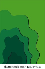 A4 size abstract background. Can be used as cover, poster, fliers, banners etc. Cutouts background. Different shades of green.