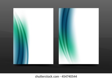 A4 size annual report business flyer cover, wave pattern presentation design. Leaflet or magazine layout