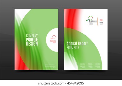 A4 size annual report business flyer cover, wave pattern presentation design. Leaflet or magazine layout